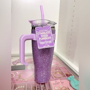 purple rhinestone stainless steel tumbler